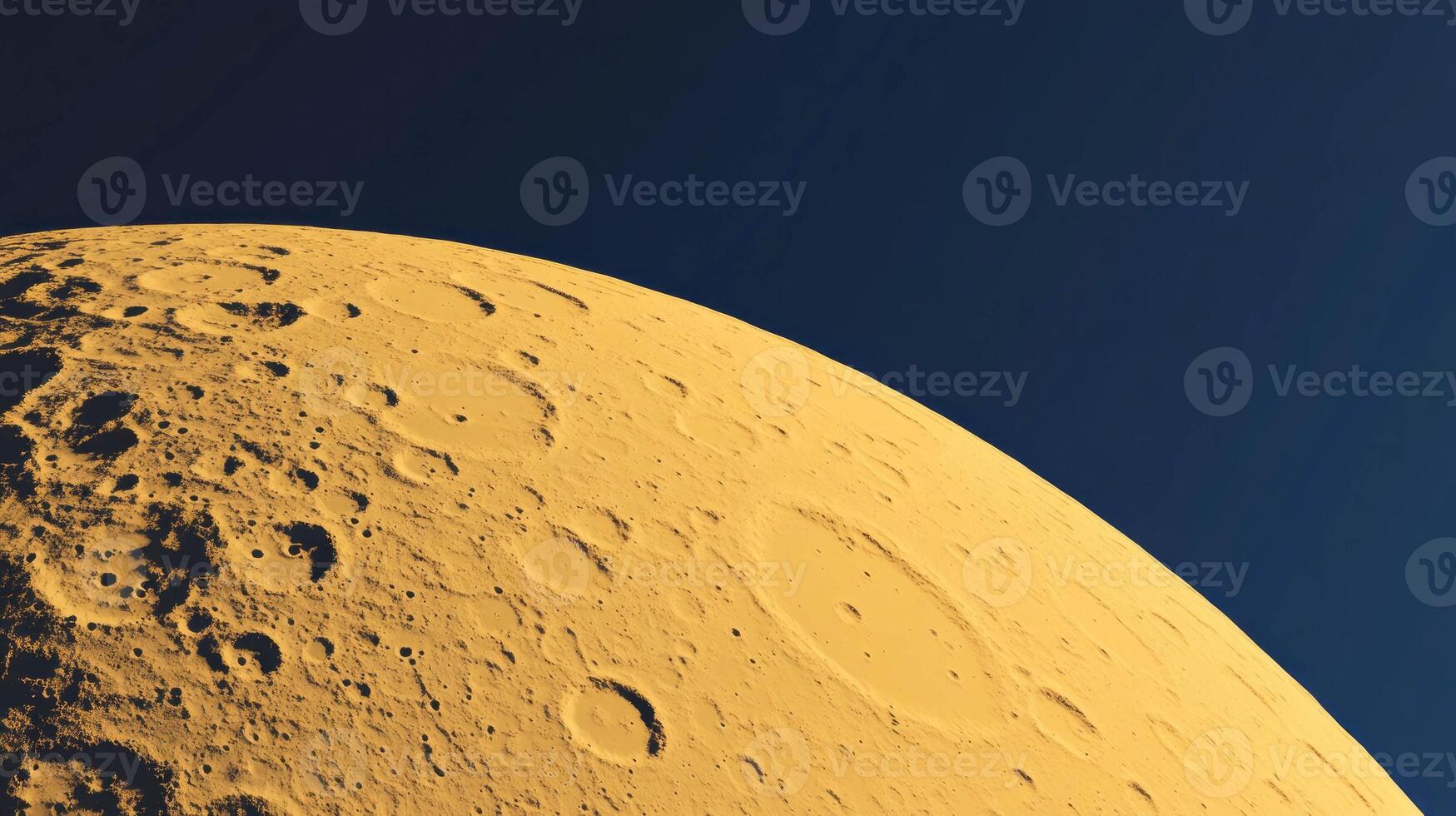 Abstract saffron moon surface texture against a dark blue sky photo