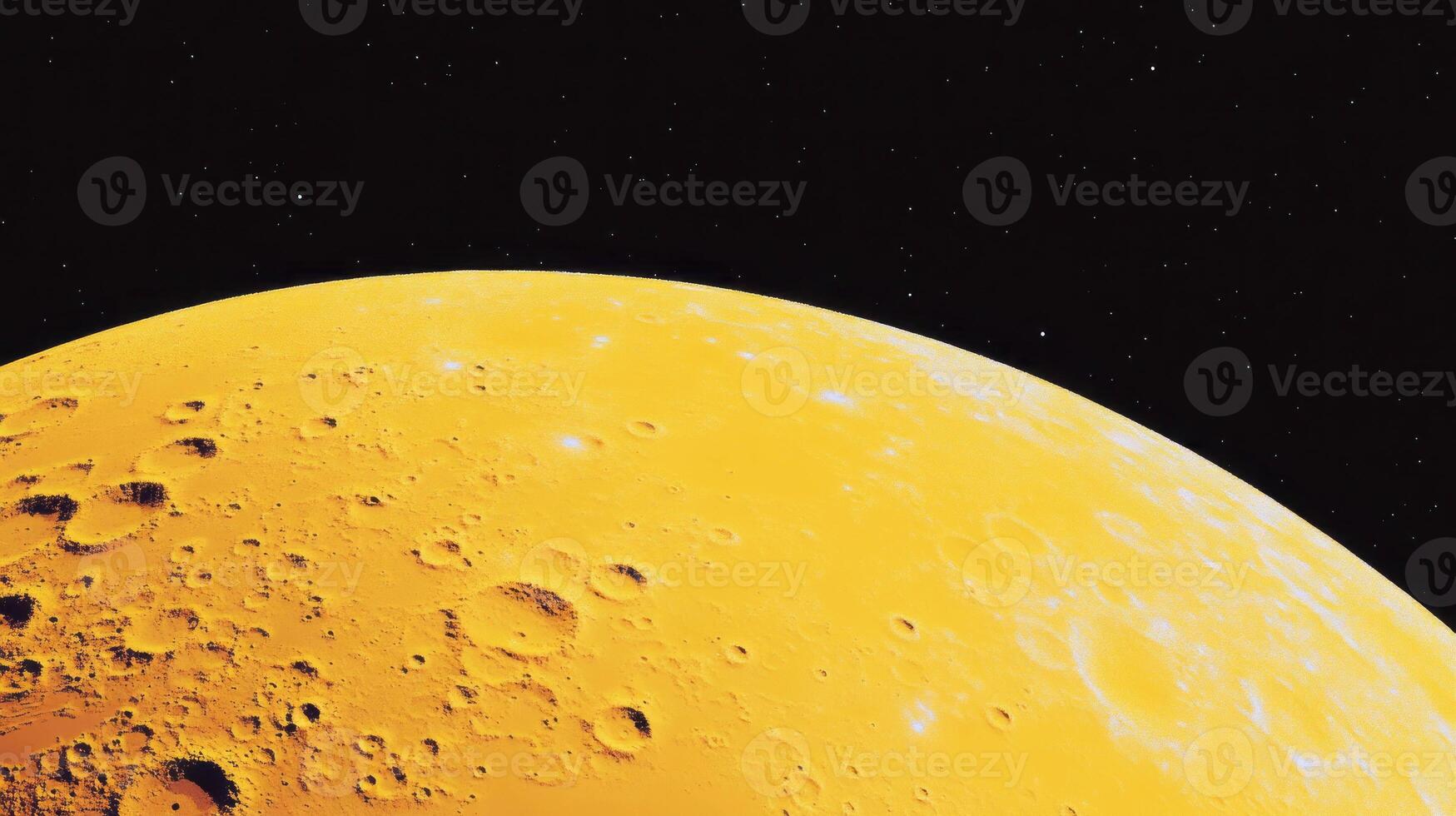 Abstract lunar landscape with cratered yellow surface and cosmic texture photo