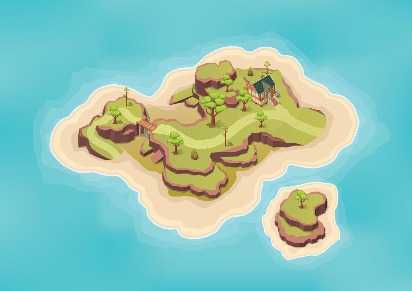 Isometric beautiful natural island with trees vector