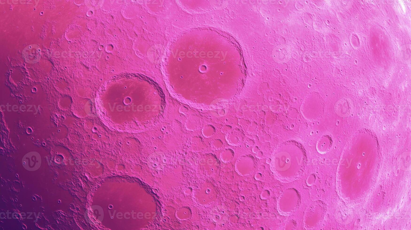 Vibrant magenta moon surface texture with chaotic crater pattern photo