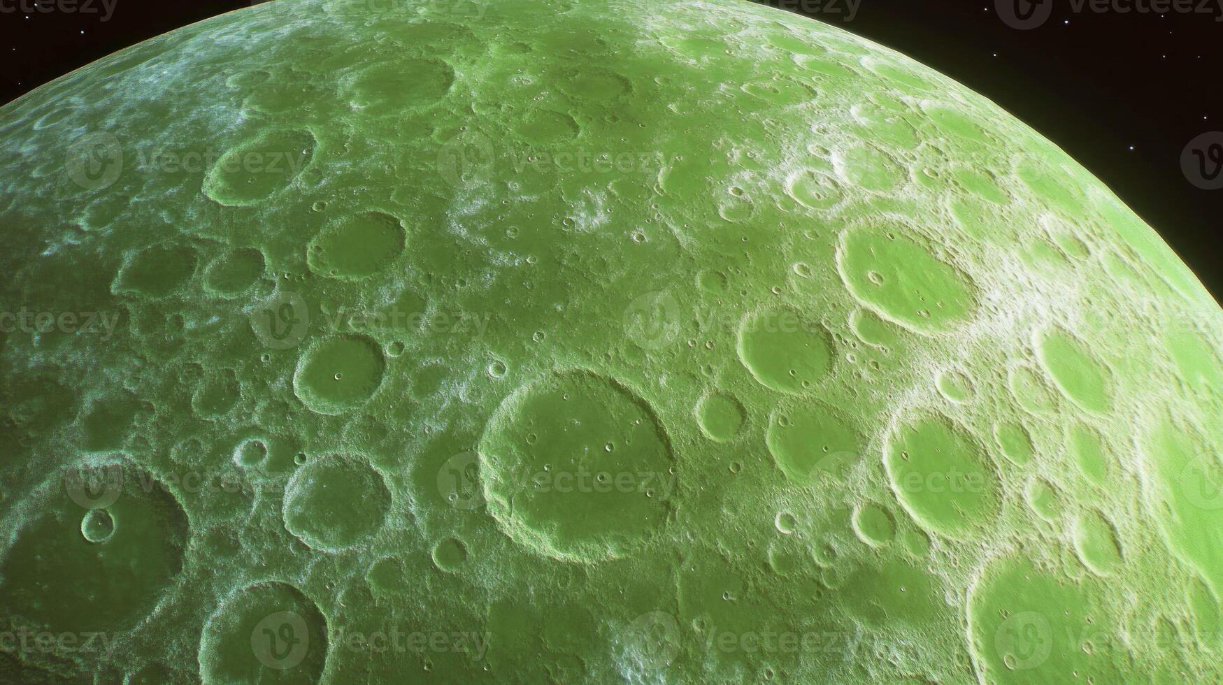 Surreal green moon surface with craters in abstract texture design photo