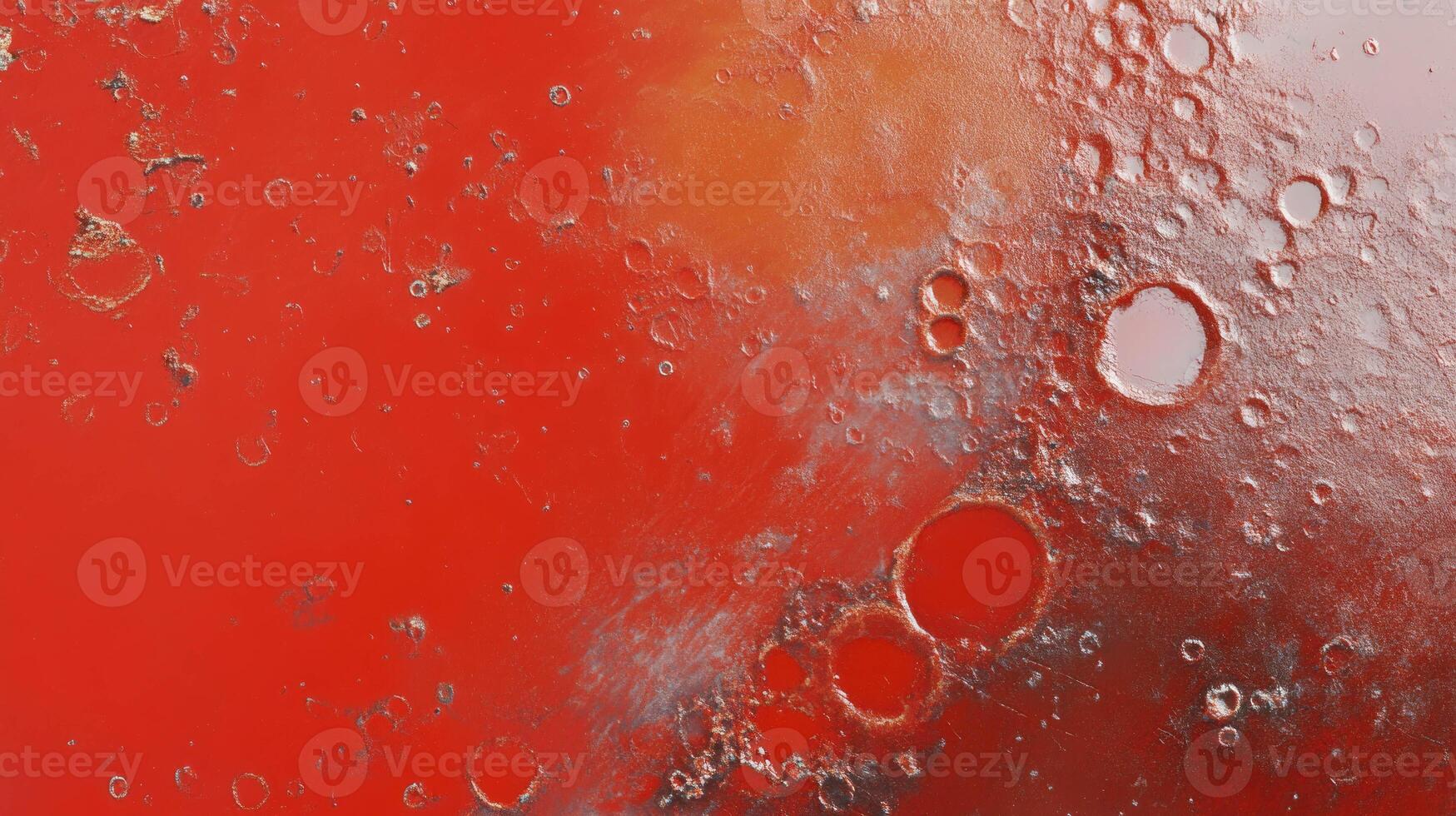 Lunar surface abstraction with red texture and chaotic crater patterns photo