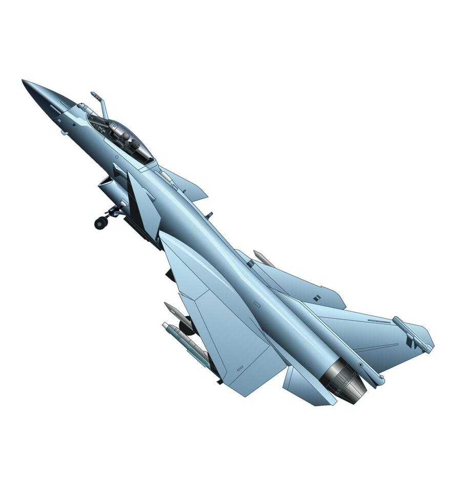 Chinese modern fighter jet isolated on white background vector