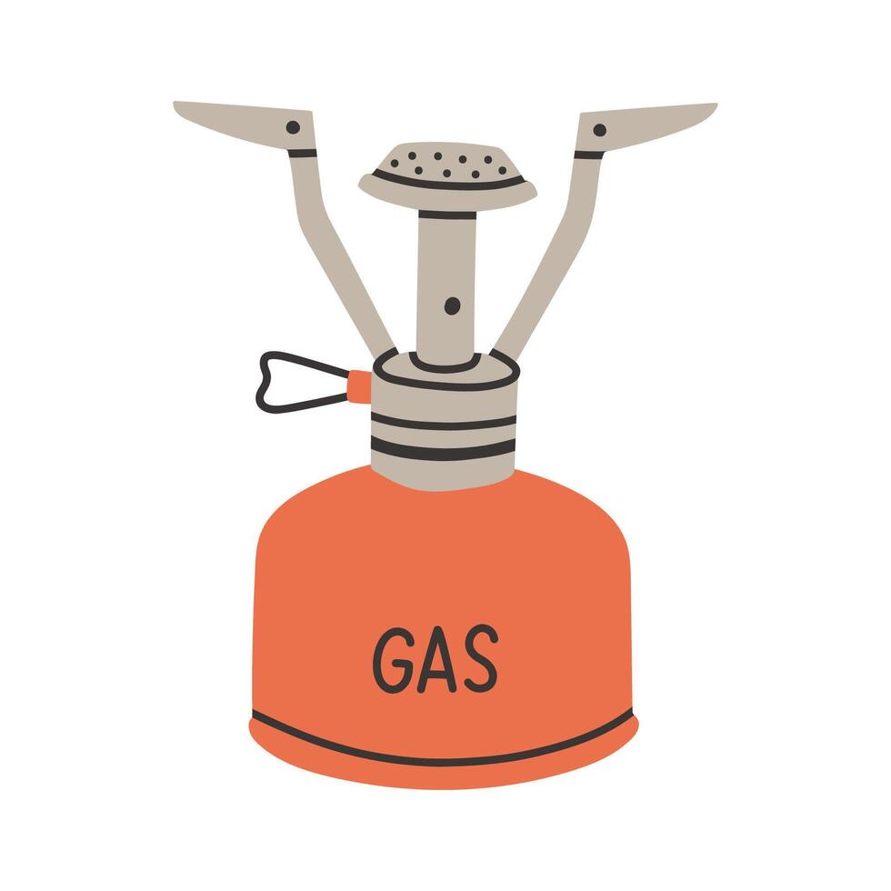 Camping gas burner. Simple flat style red camp burner. Portable camping stove icon. Symbol, logo illustration. graphics vector