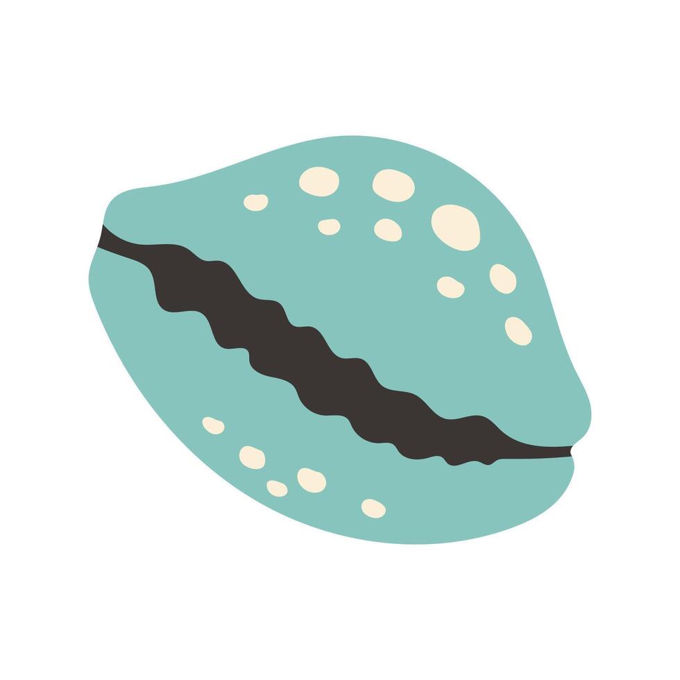 illustration of a blue cowrie seashell with white spots and a dark center line. It has a soft and playful look, perfect for beach or summer designs vector