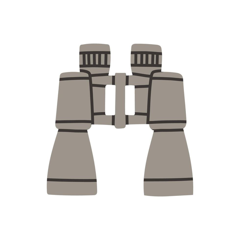 Simple flat design binocular. Outdoor optical device, camping and hunting equipment flat illustration. Binocular on white background vector