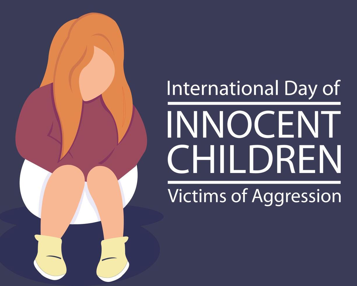 illustration graphic of girl is traumatized alone, perfect for international day, innocent children victims of aggression, celebrate, greeting card, etc. vector