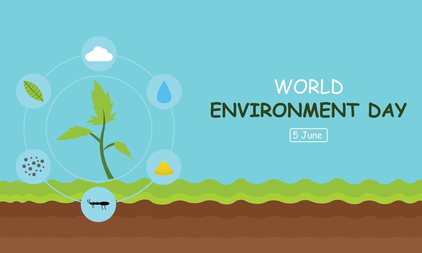 illustration graphic of plants and some of their core parts in the garden area, perfect for international day, world environment day, celebrate, greeting card, etc. vector