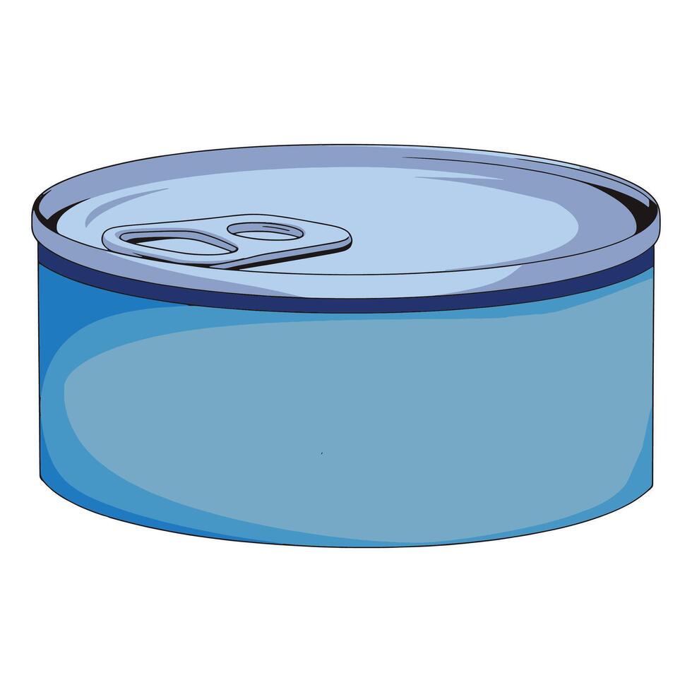 Tuna tin can icon in cartoon style, illustration isolated on white background. Ideal for food packaging, canned goods labels and seafood themed designs. vector
