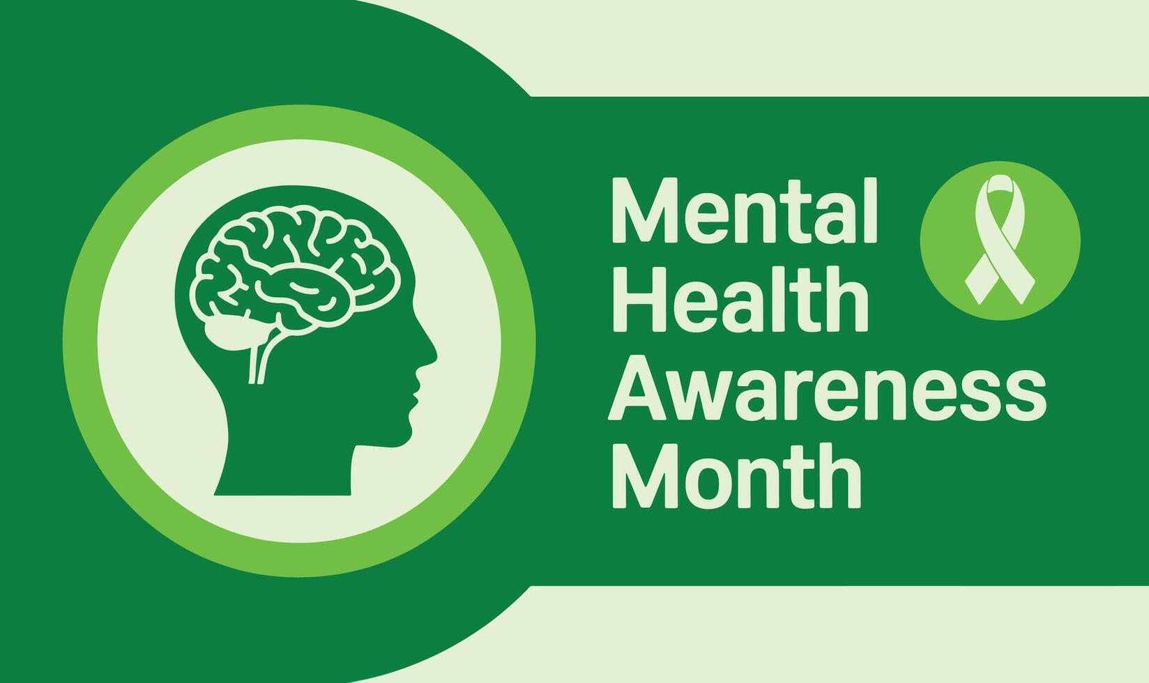 May Mental Health Awareness Month background with standard green color. Holiday concept ideal for banners, posters, placards, cards and awareness campaign designs. vector