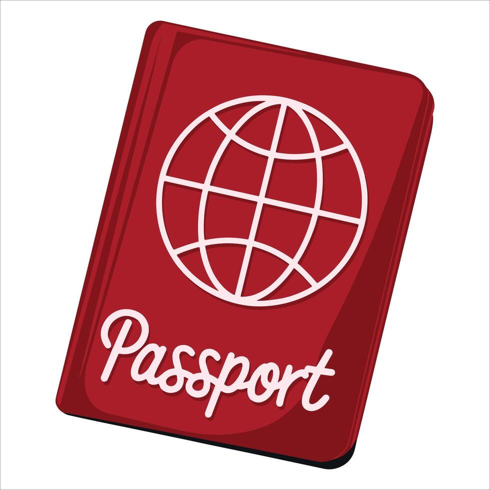 Vibrant passport illustration in color, isolated on white background. Ideal for travel documents, visa applications, and international identity concepts. Flat design. vector