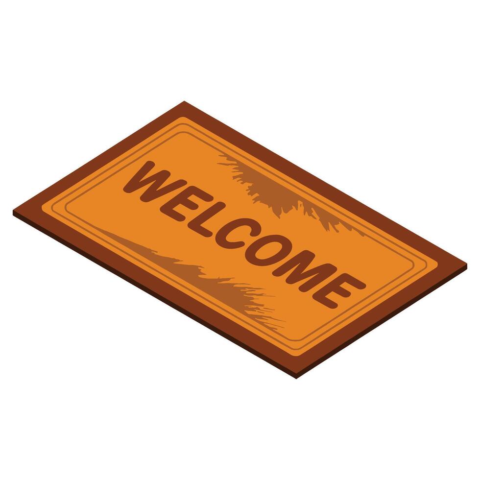 Brown door mat illustration, isolated design ideal for home entryways, front steps and outdoor decor themed visuals. vector
