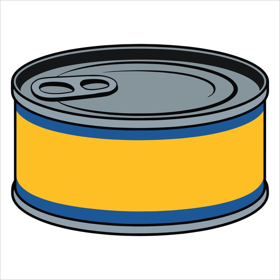 Cartoon tuna tin can icon, image isolated on white background. Perfect for web design, canned food packaging and seafood related themes. vector