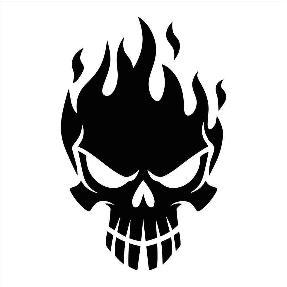 Dark skull logo in a bold, edgy style. Ideal for gaming, horror, or biker themed designs and branding visuals. illustration on isolated background. vector