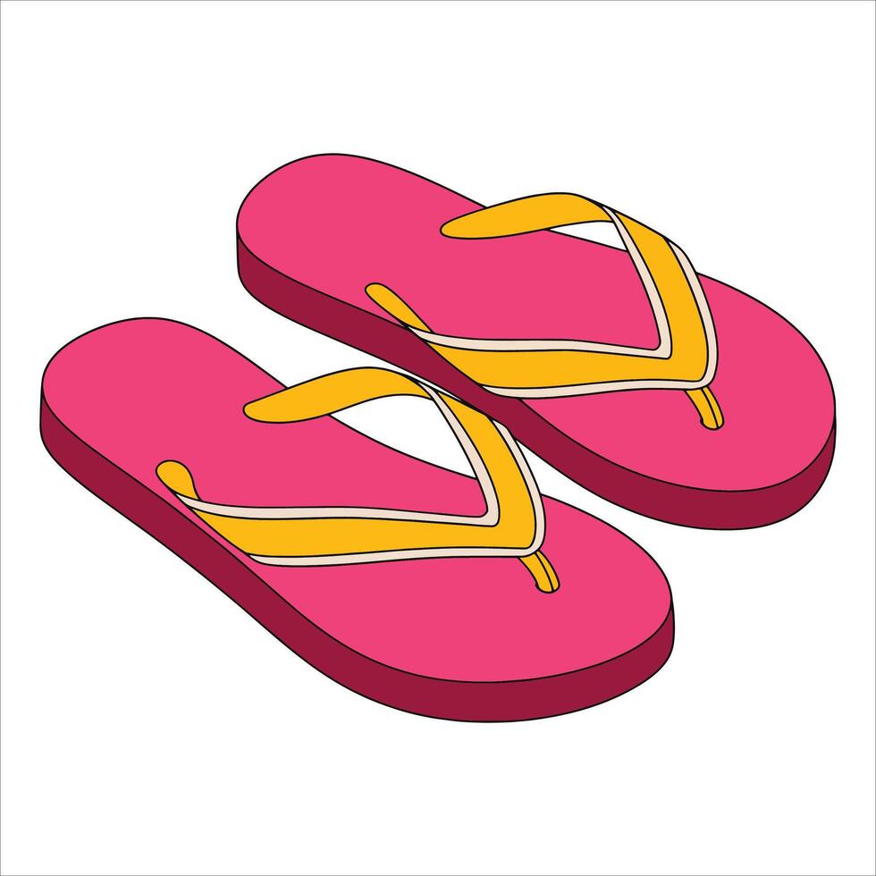 Casual flip flops with two signature stripes. illustration ideal for summer, beach, and casual footwear themed designs with a relaxed and minimal style. vector