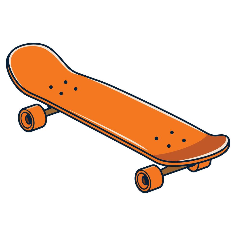 Skateboard icon representing road transport in a flat illustration. Ideal for urban mobility, youth culture, and active lifestyle themed designs. vector