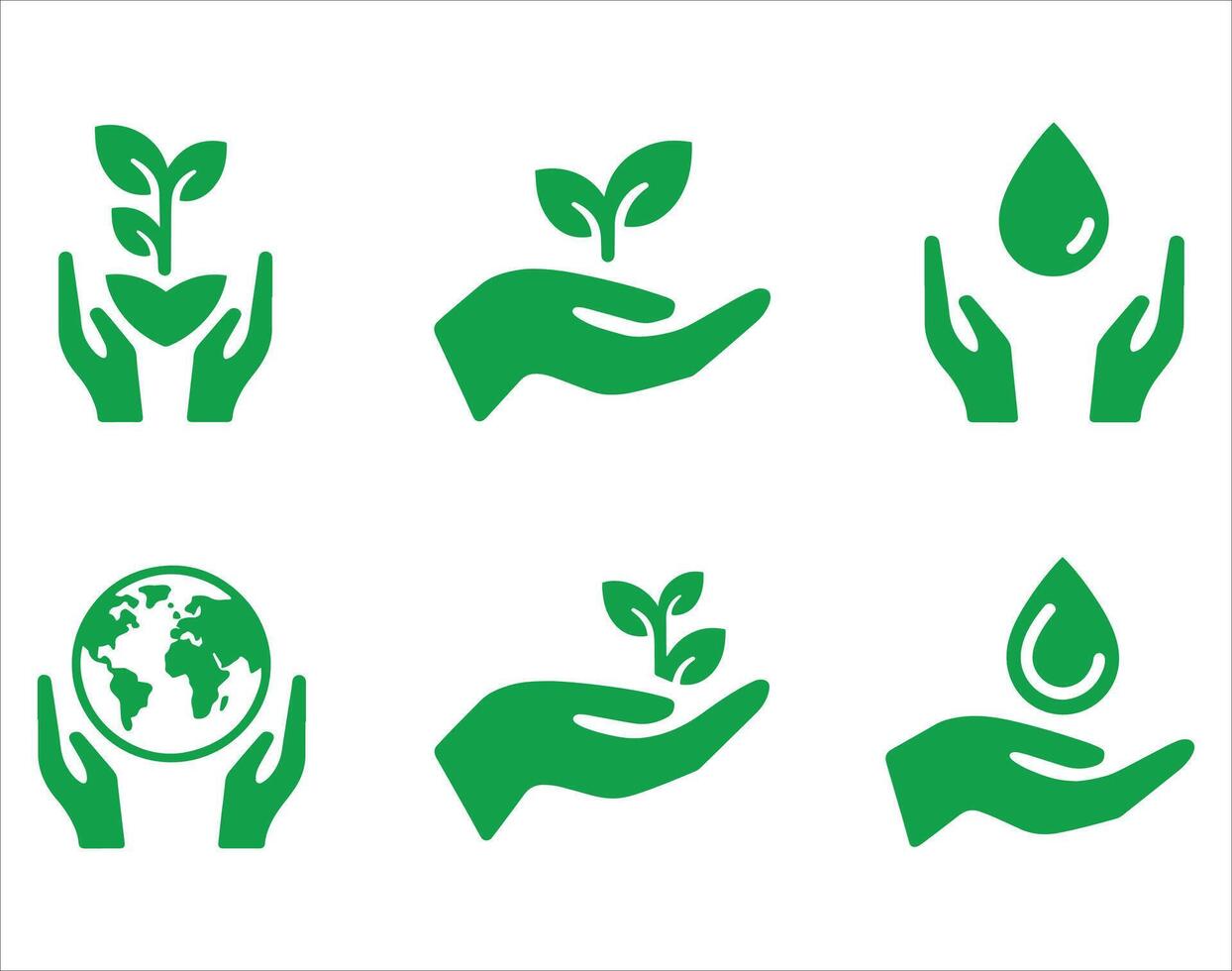 Eco icon collection with ecology, and environment symbols. Isolated flat style illustrations perfect for sustainability, green tech and environmental designs. vector