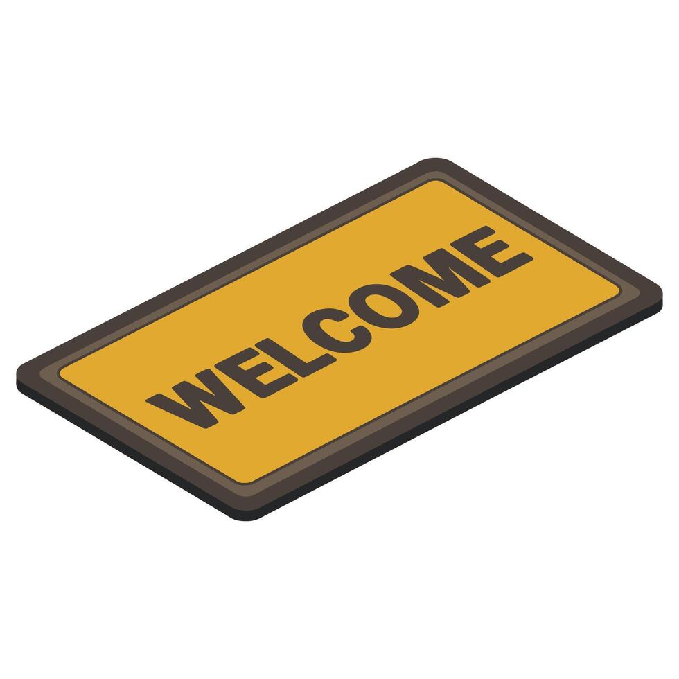 icon of a welcome door mat at the house front step and open porch. Perfect for home entryway, outdoor decor and welcoming themed designs. vector