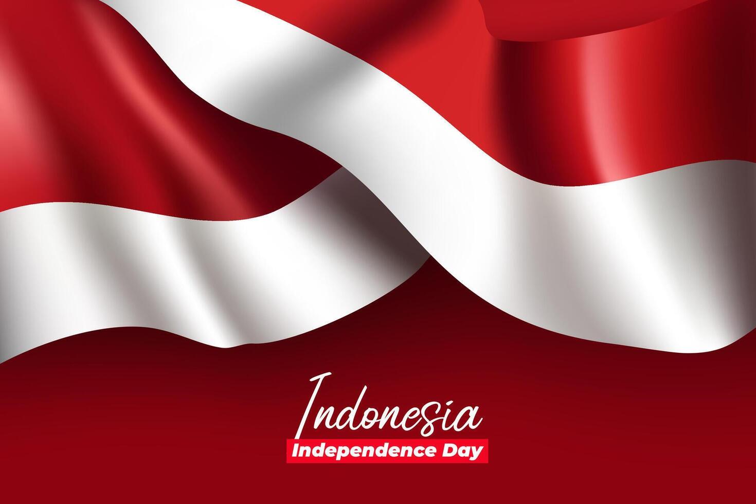 Indonesia realistic waving flag Independence Day banner vector