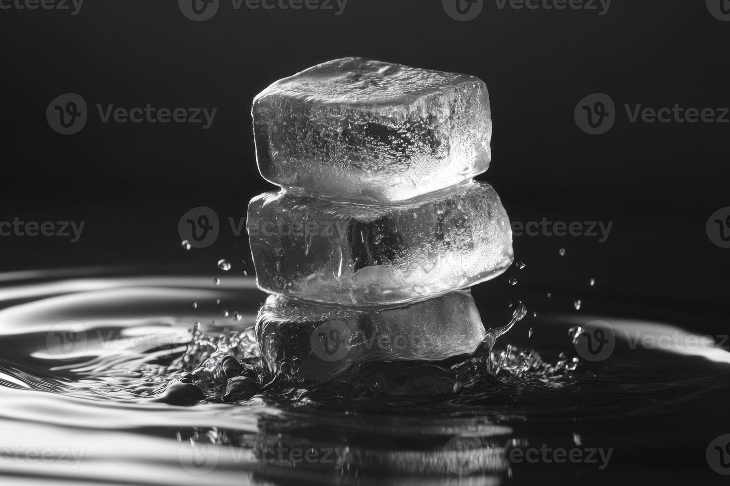Stacked Ice Cubes in Water a Chilled and Refreshing Still Life Photography photo