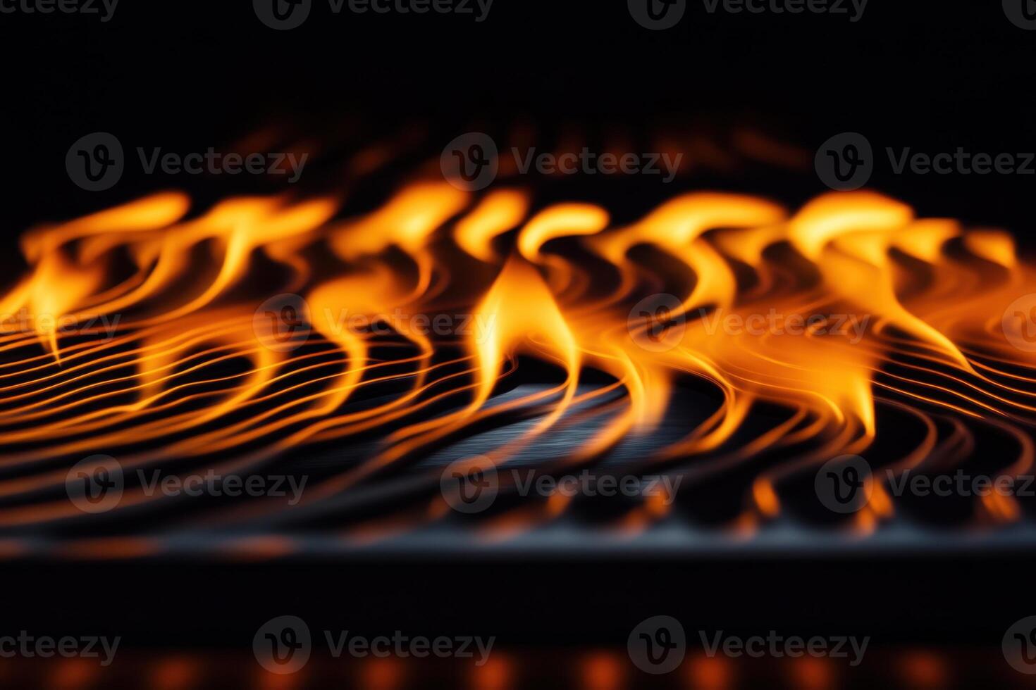 Abstract Artistic Flames Background Image with Orange and Yellow Fire Wave Patterns on Black photo