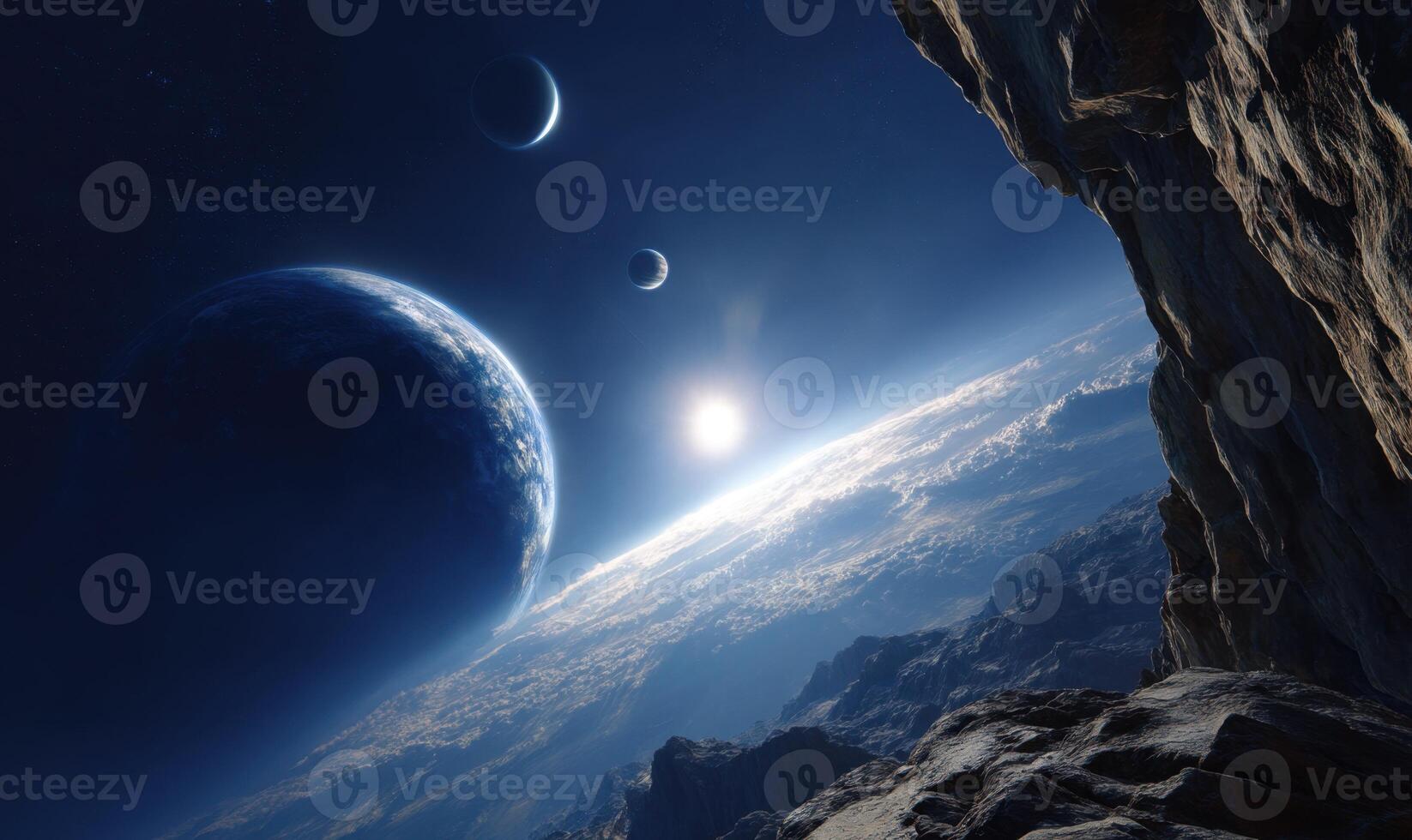 An image of the earth and planets from space photo