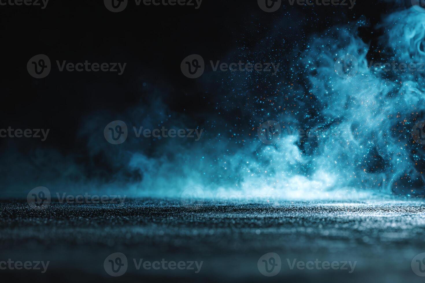 Blue smoke and light on a black background photo