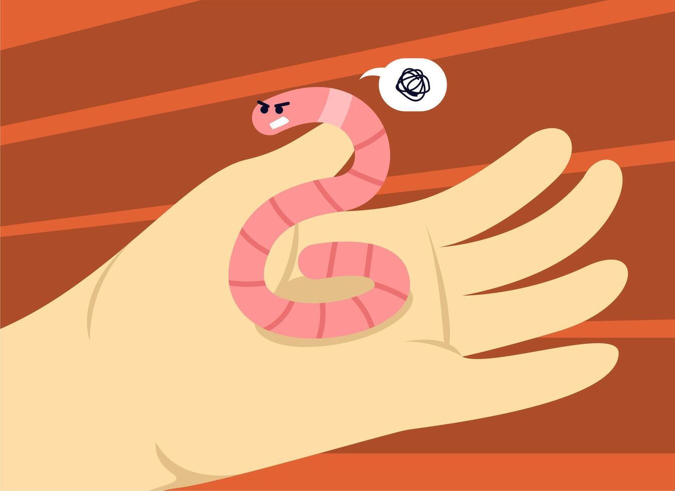 Worm In Hand Illustration vector