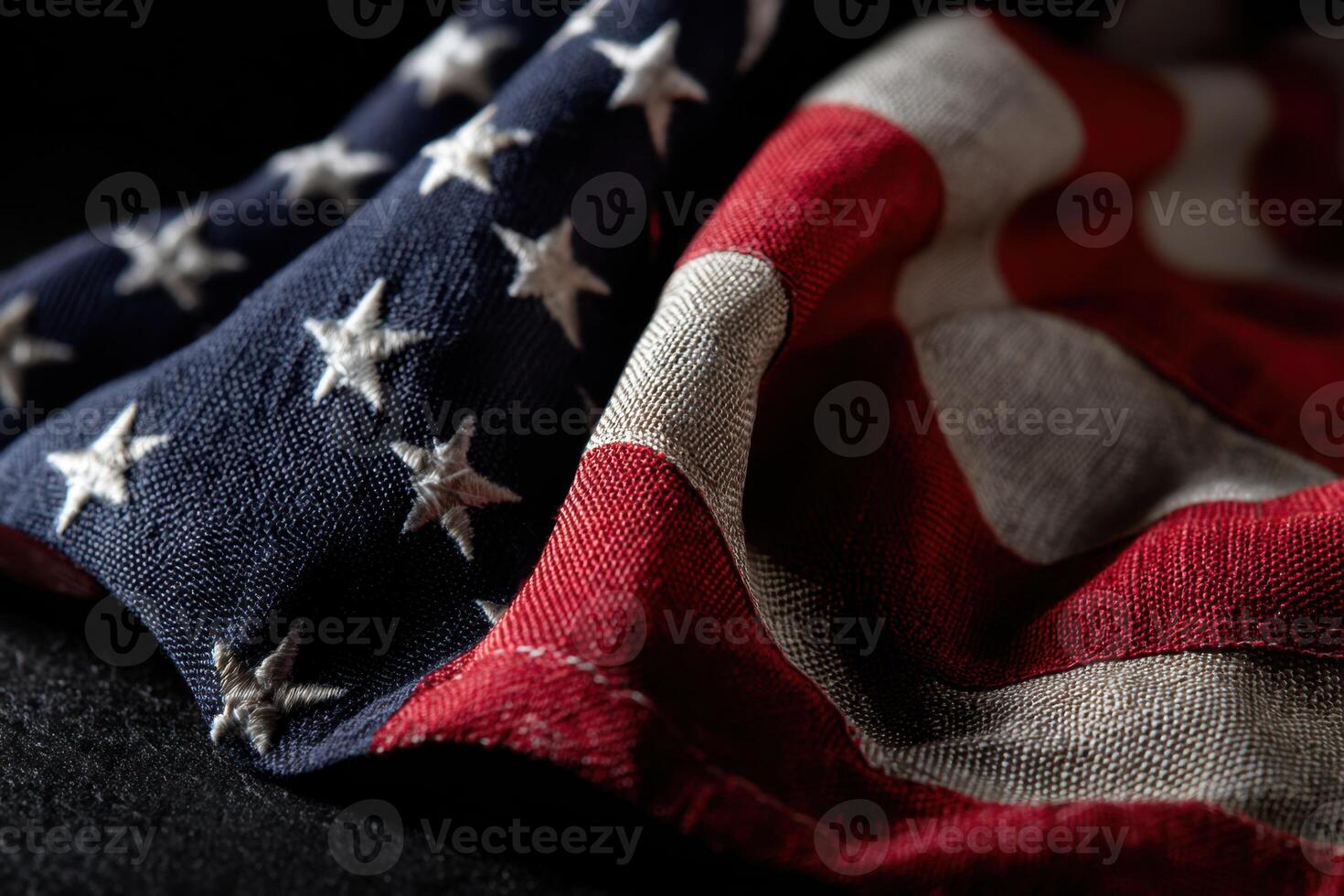 An Unwavering Symbol of Freedom A Close Look at the Stars and Stripes Textile Art of an American Flag Representing Liberty and Independence photo