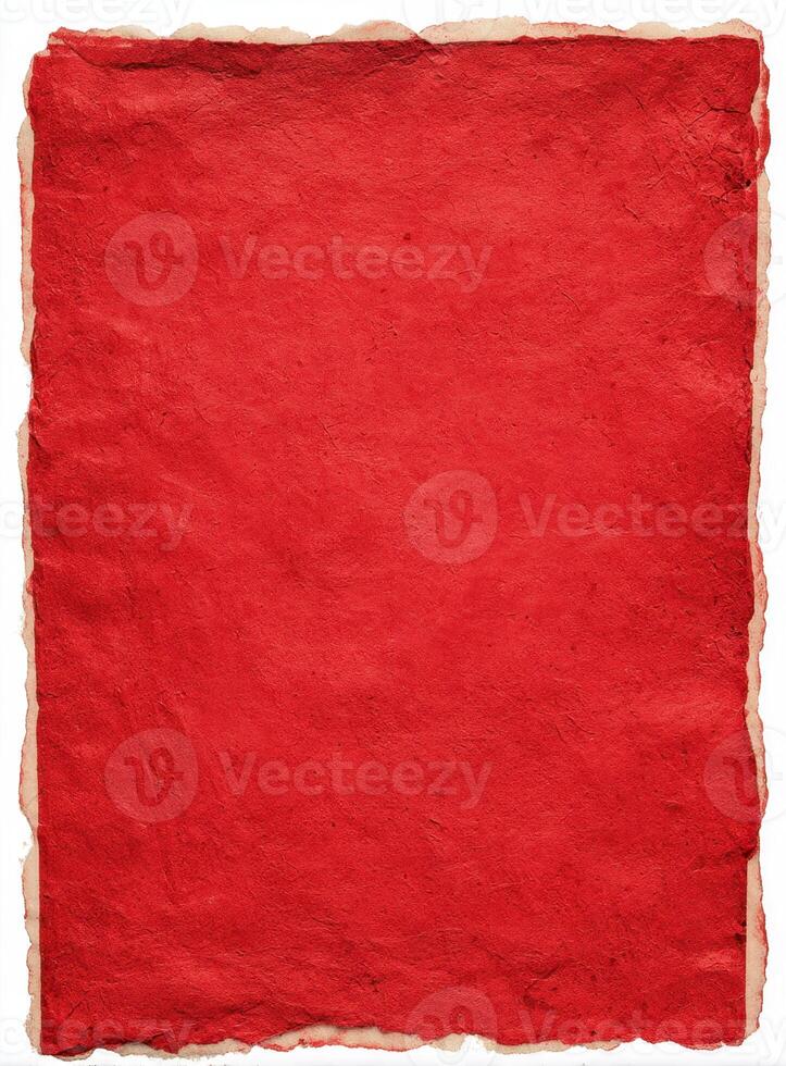 A red paper with a piece of paper on it photo