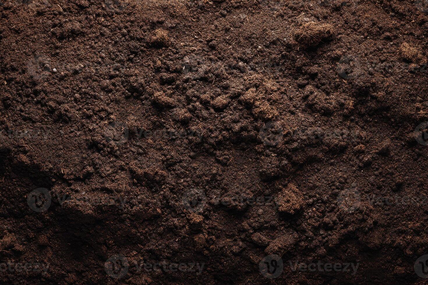 A close up of a dark brown soil photo