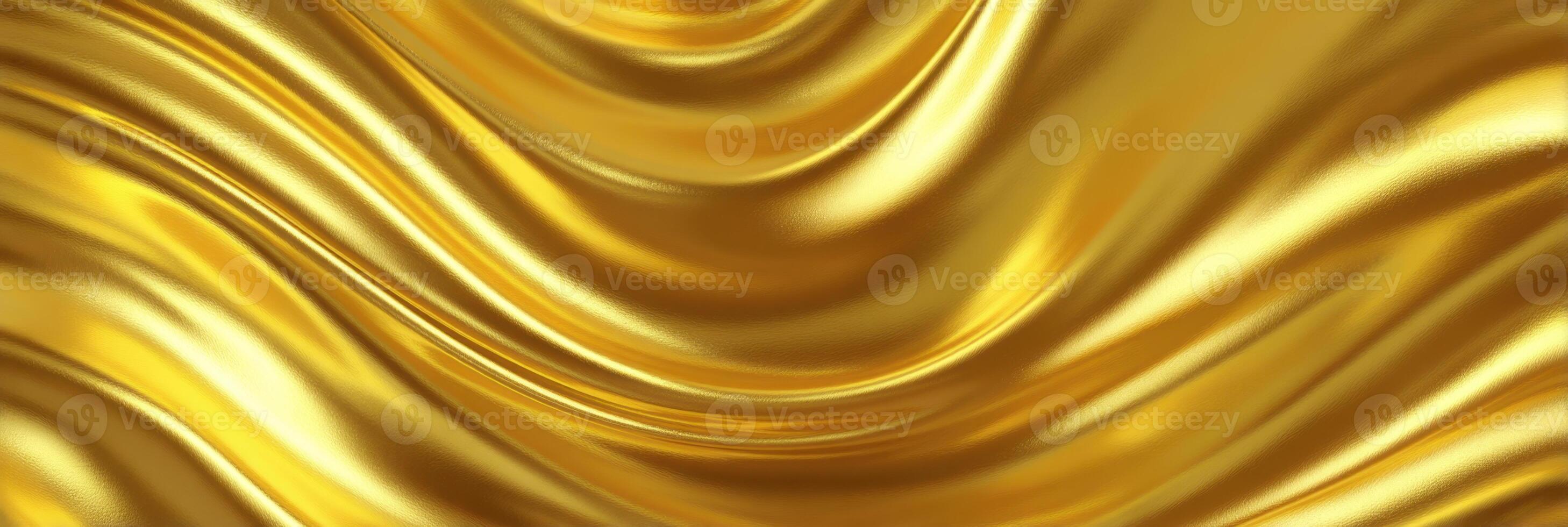 Golden fabric background with waves photo