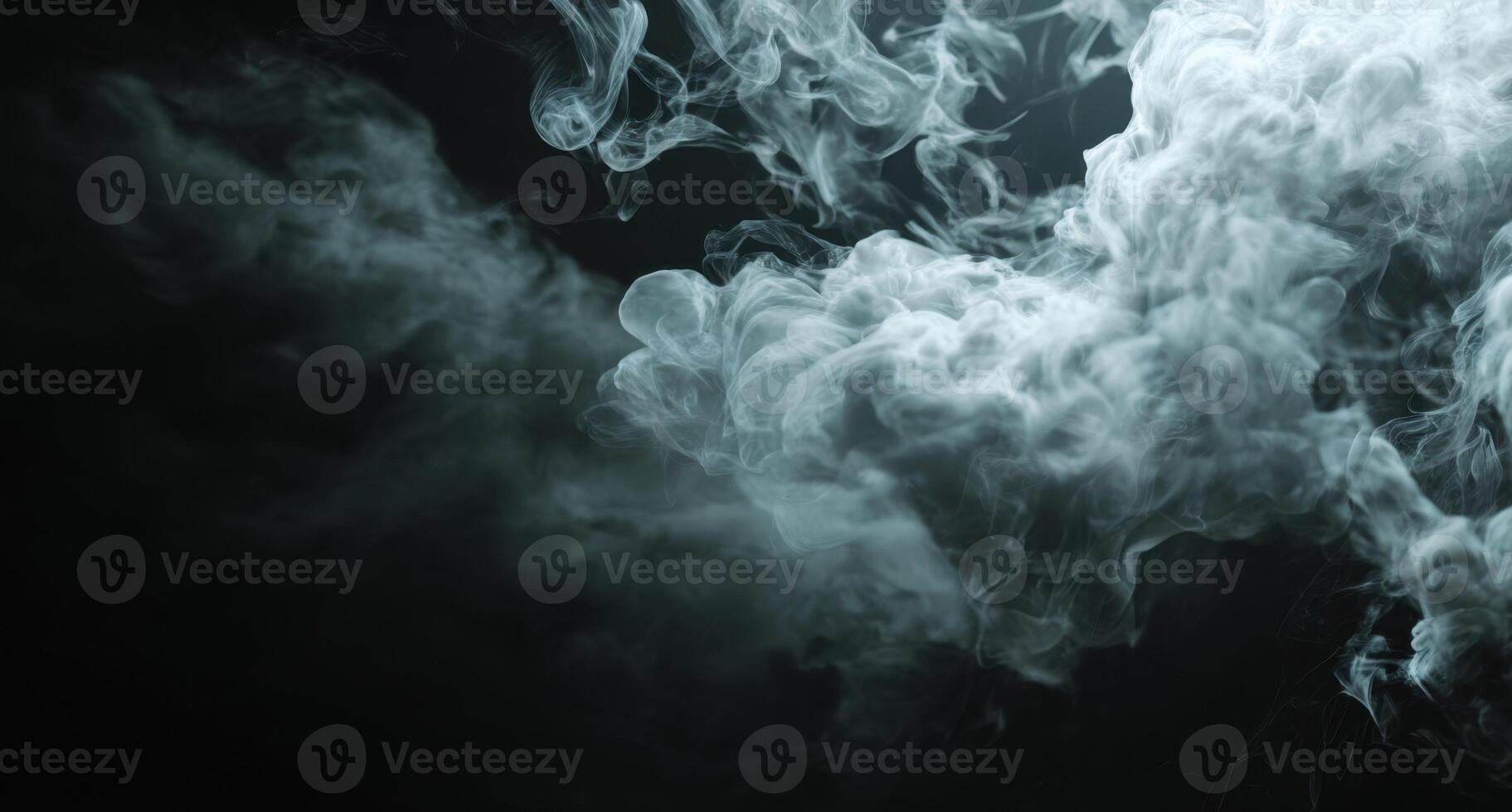 Mysterious Cloud of White Smoke Gently Flowing Across a Black Background a Dramatic Scene of Ethereal Beauty and Enigmatic Presence Displayed Elegantly photo