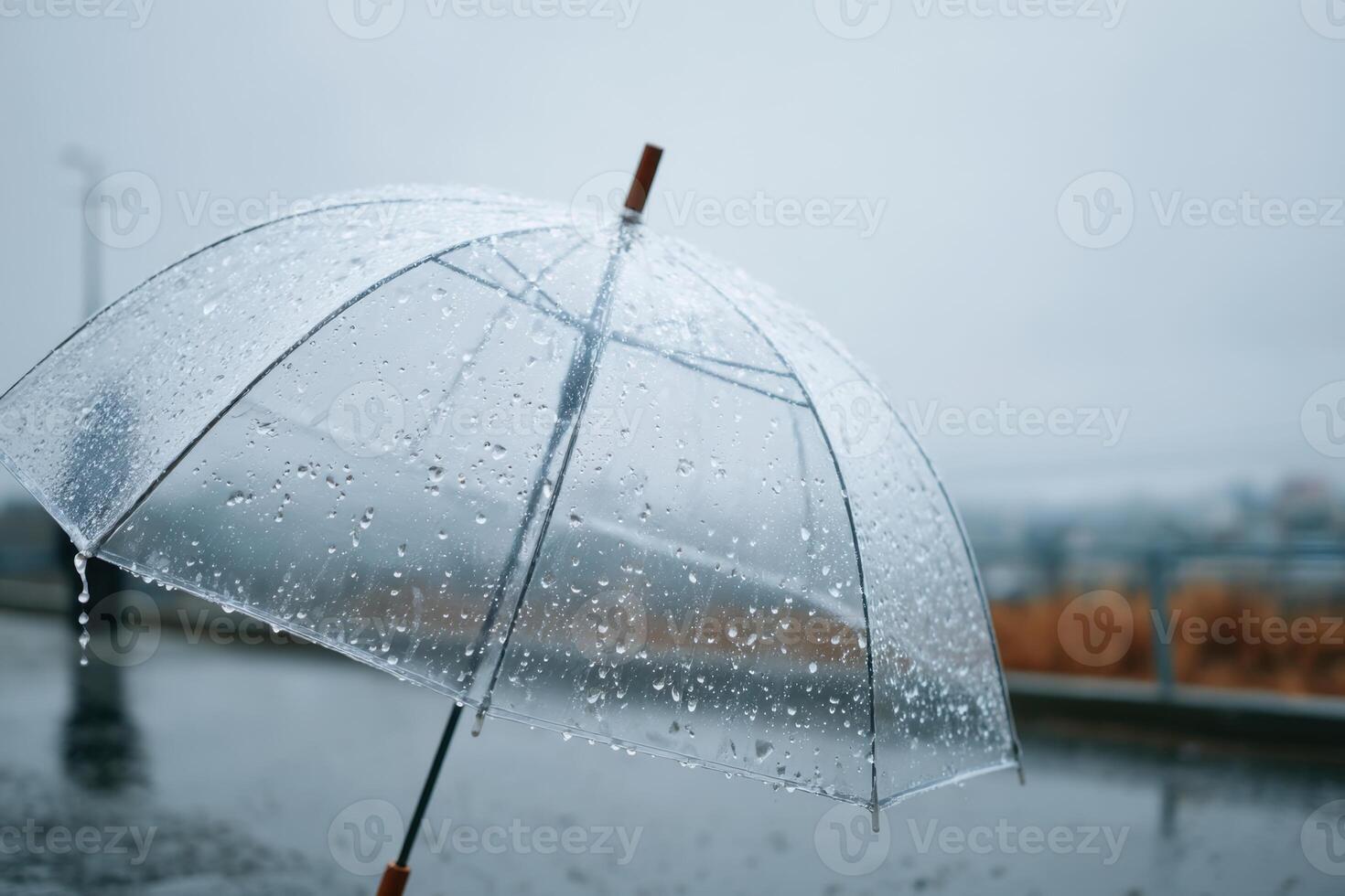 A person holding an umbrella in the rain photo