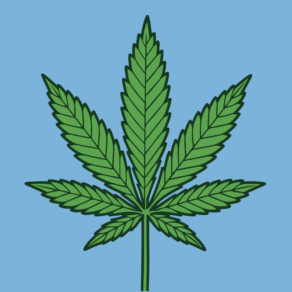 A marijuana leaf on a blue background vector