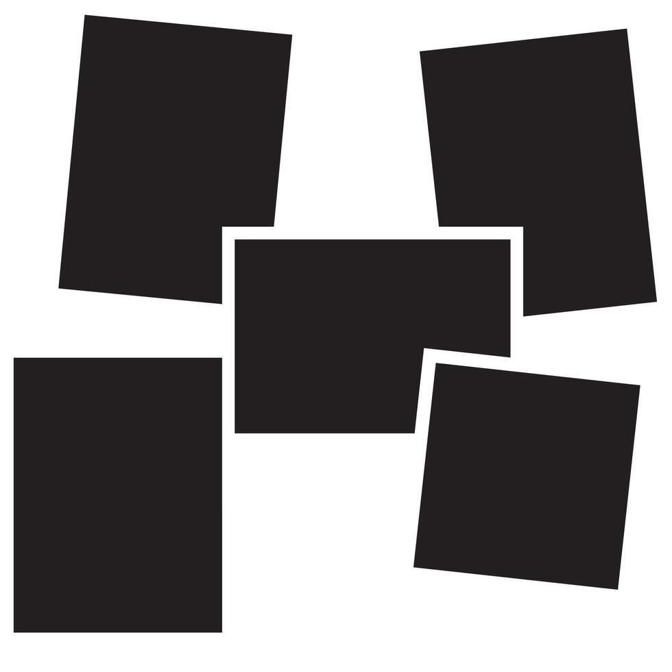 Five blank polaroid pictures with shadow isolated on white background. Empty picture frames. vector