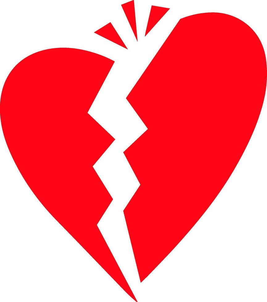 Broken heart icon. Heartbreak or divorce flat icon for apps and websites. Beautiful heart icon vector