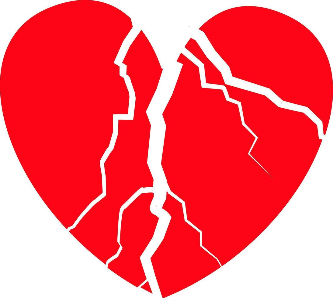 Broken Red Heart Symbol Isolated on White Background vector