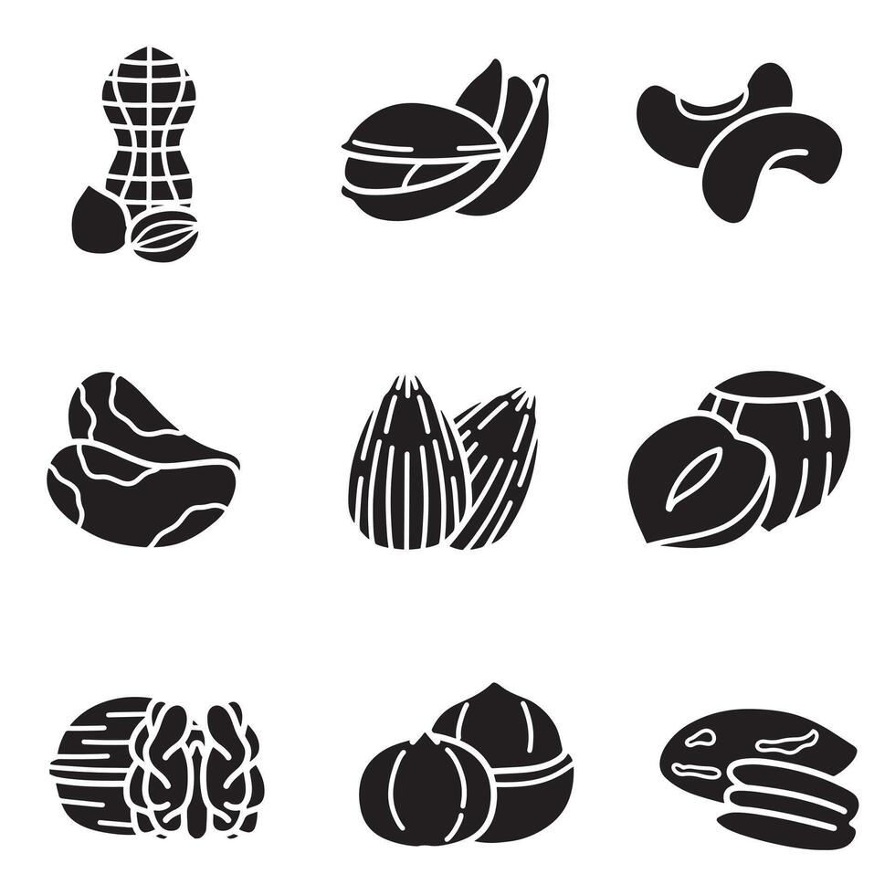 set of nuts good for icon, symbol, logo, element design, etc vector