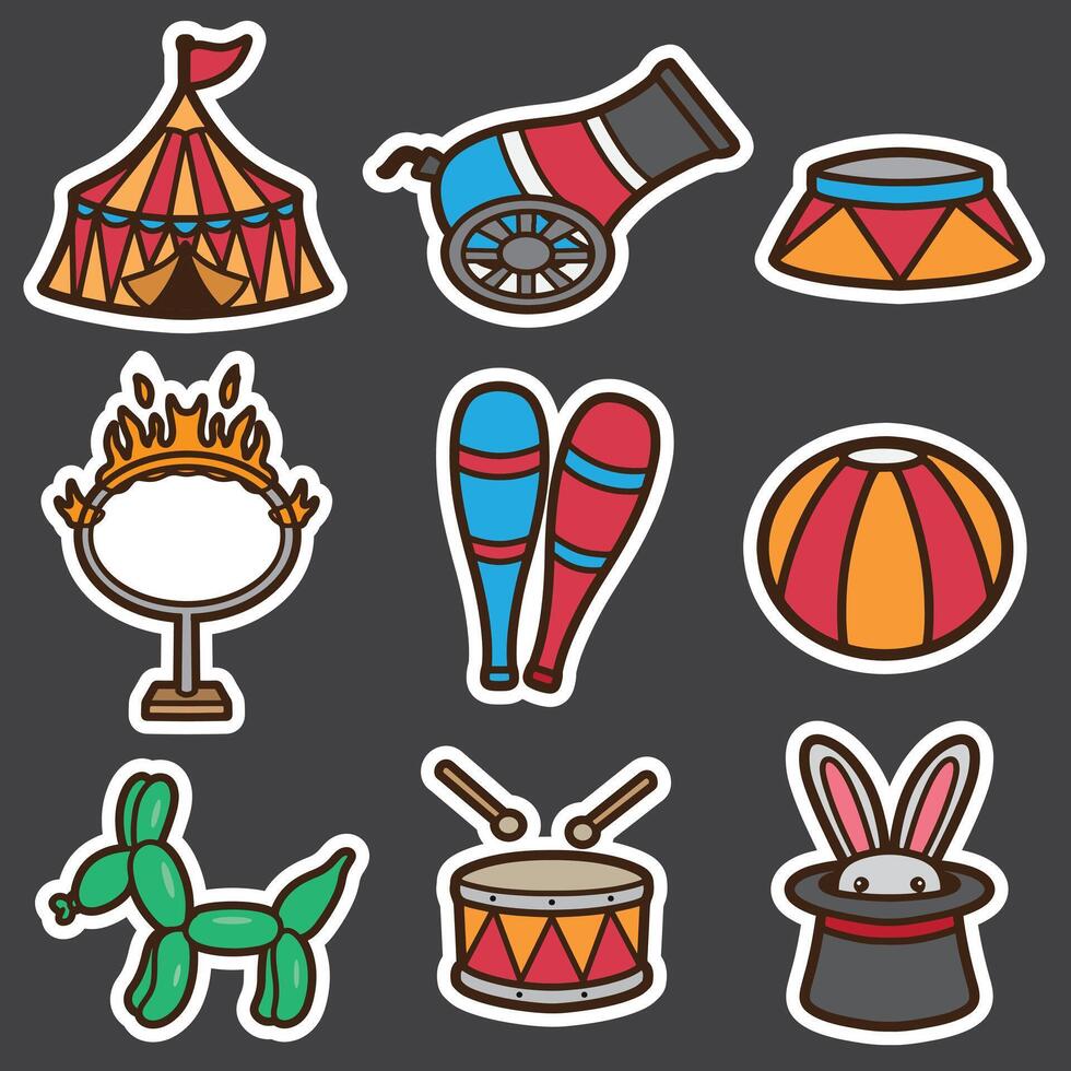 sets of circus good for sticker, badge, element design, printable, etc vector