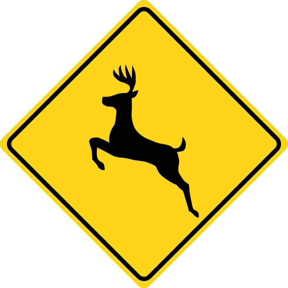 U.S. Deer Crossing sign. deer crossing symbol. Caution. Deer crossing. flat style. vector