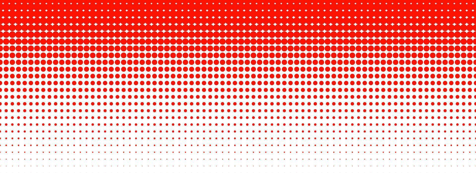 Red color halftone gradient texture. Vanishing cartoon polka dot background. Repeating dotted gradation pattern. Fading comic pop art overlay backdrop. Raster halfton patern effect wallpaper. vector