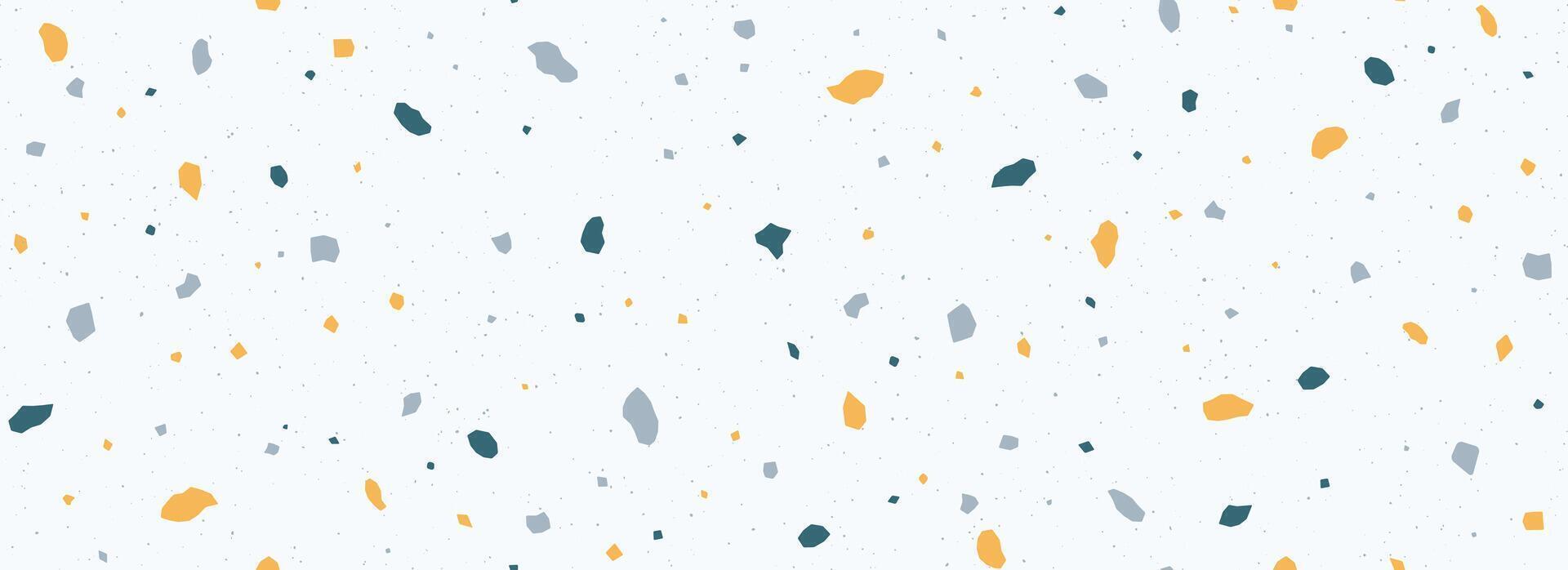 Light blue Terrazzo seamless pattern. Repeating granite stone texture. Color Italian mosaic surface design for paving, floor tile swatch, decoration. Repeated Venetian marble background concept vector