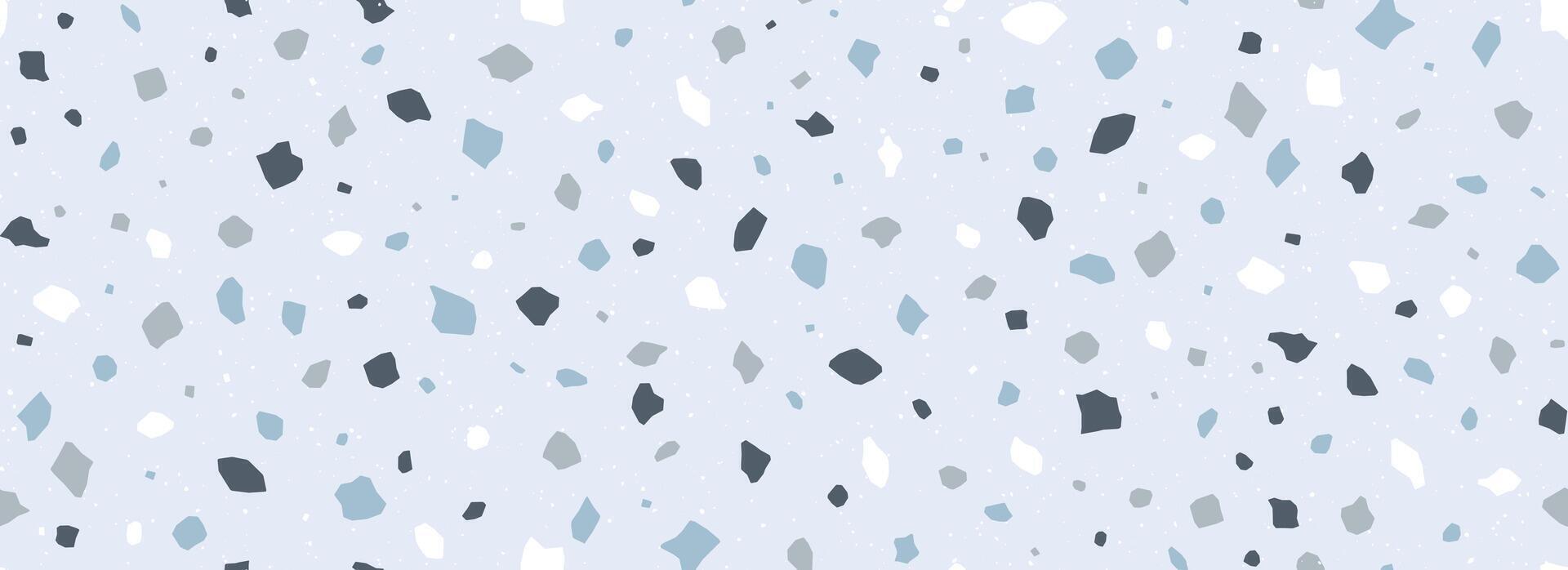 Light blue Terrazzo seamless pattern. Repeated granite stone texture. Color Italian mosaic surface design for paving decoration, floor tile swatch. Repeated Venetian marble background concept vector