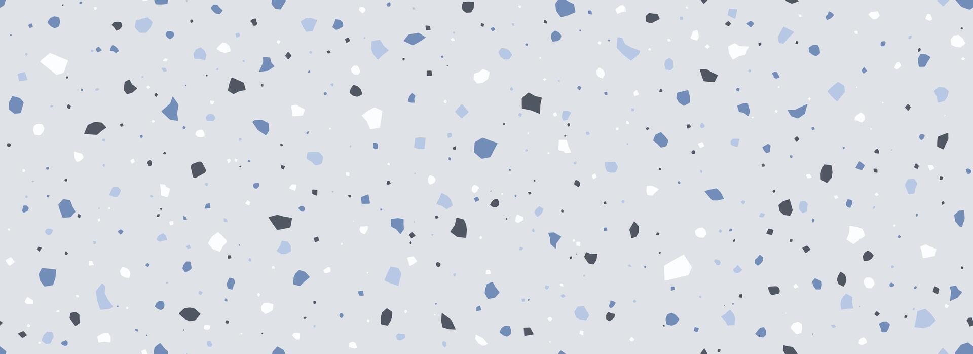 Grey blue Terrazzo seamless pattern. Repeated granite stone texture. Color Italian mosaic surface design for paving, floor tile swatch, decoration. Repeated Venetian marble background concept vector