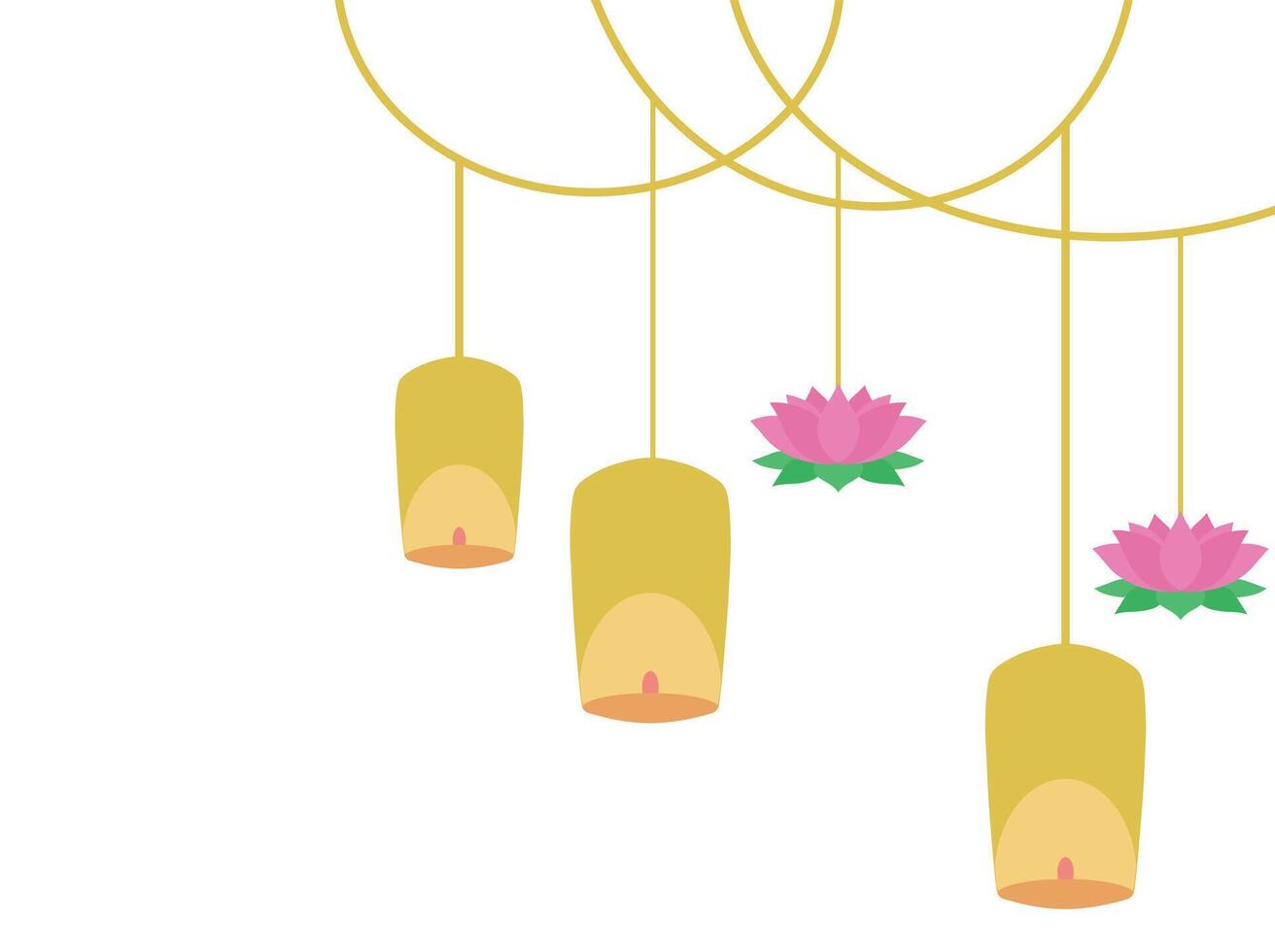 Vesak Day Lantern and Lotus vector