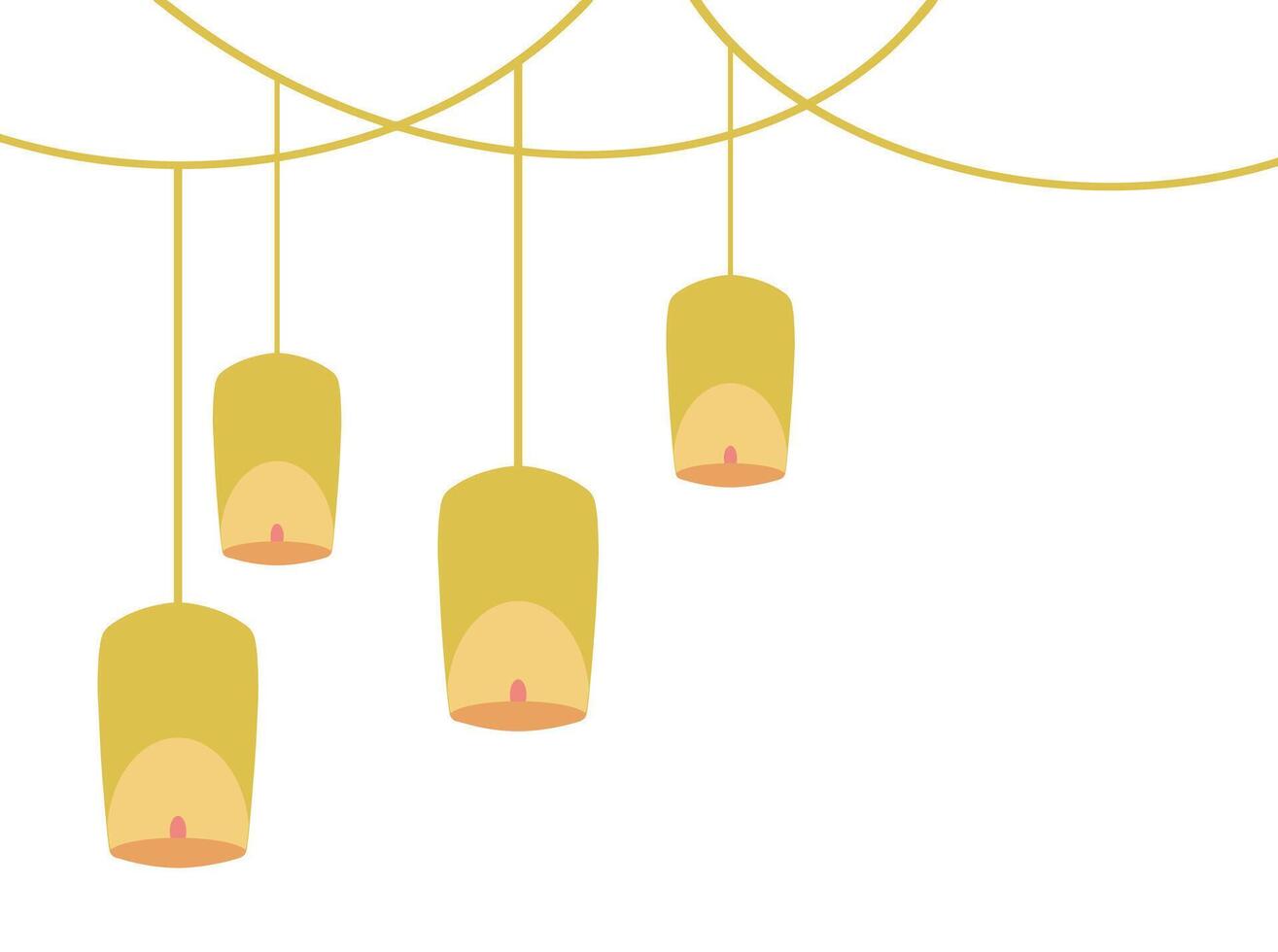 Vesak Day Lantern Hanging Line illustration vector