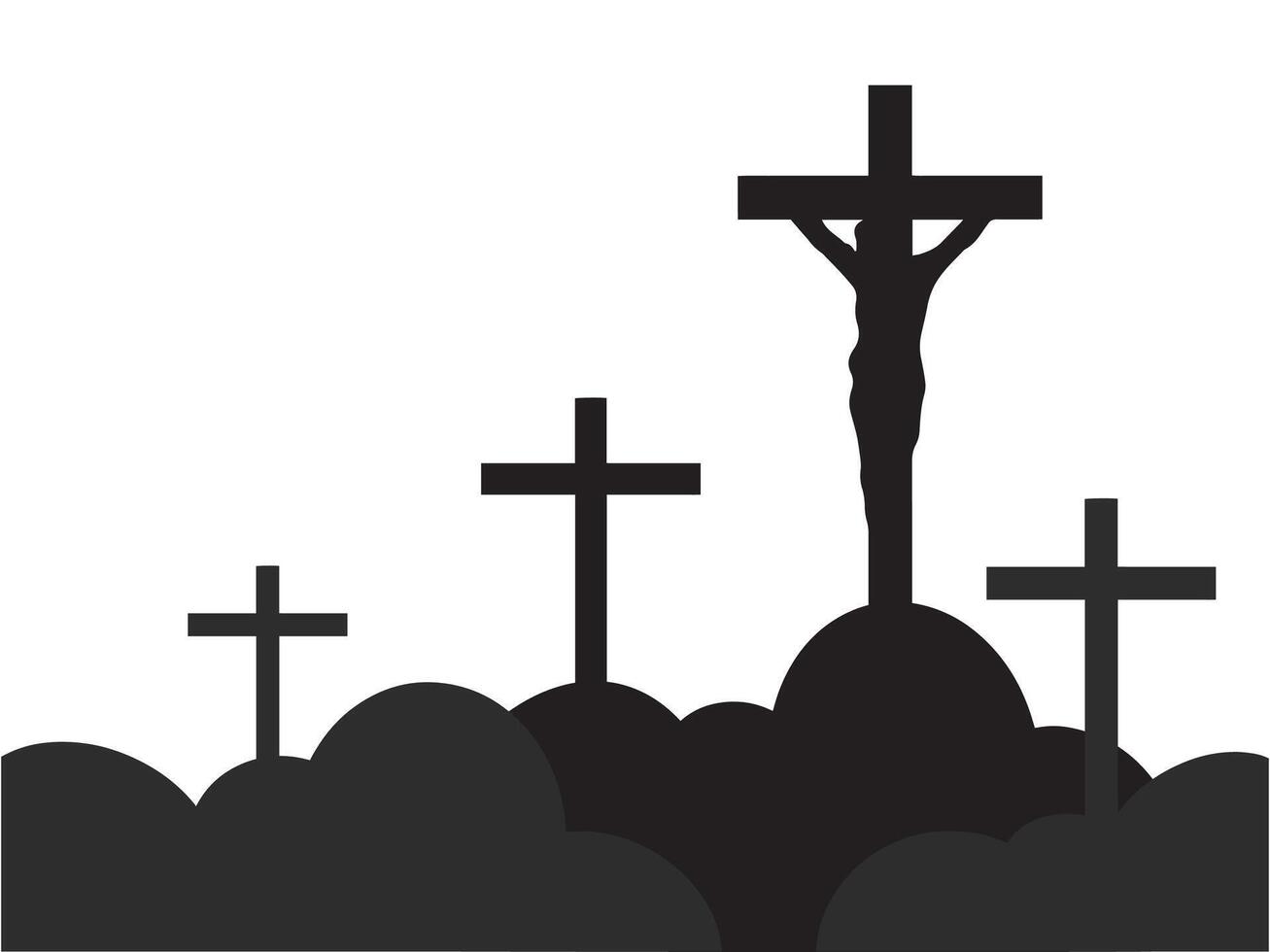 Jesus on the Cross Black and White vector