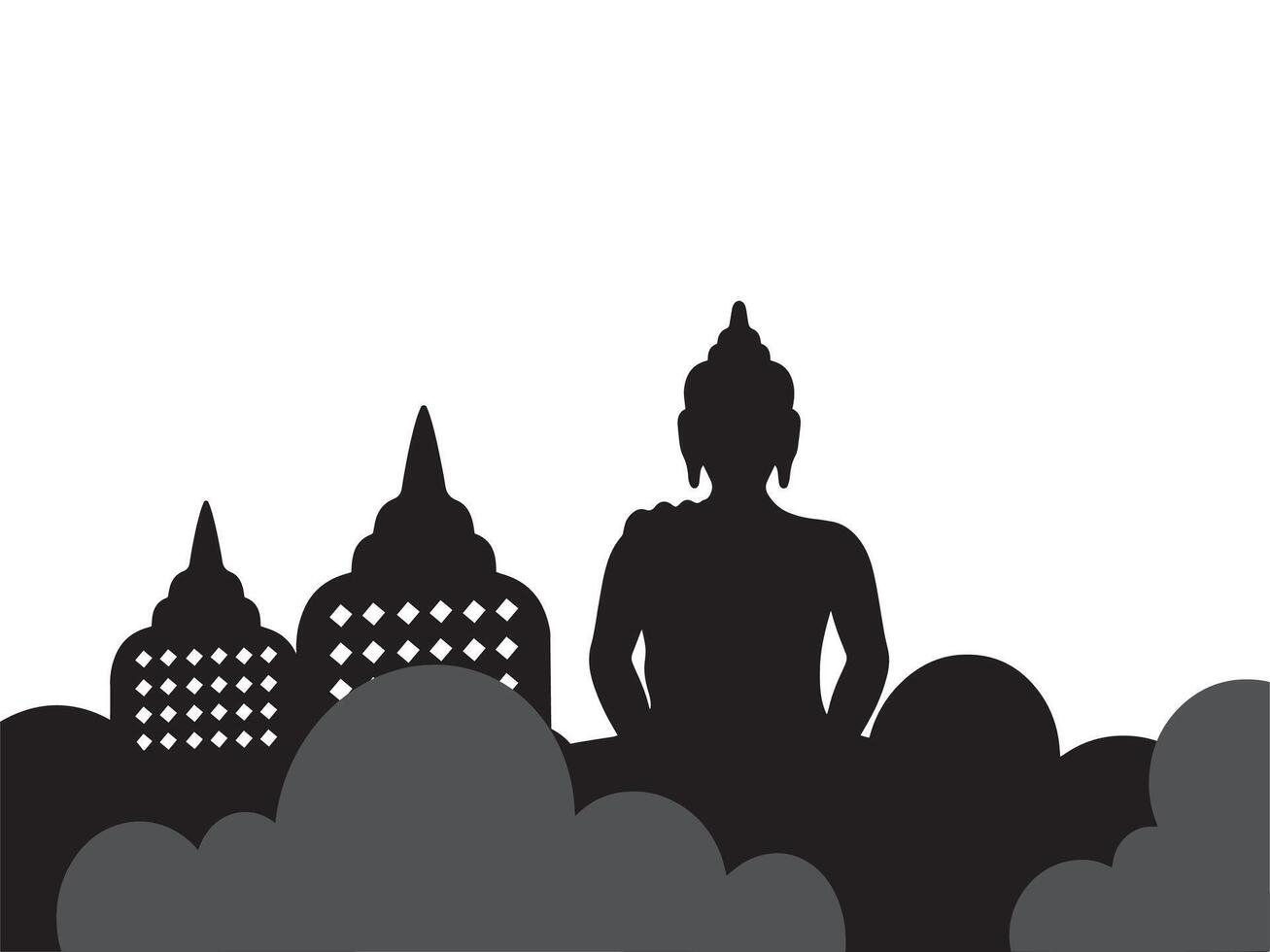 Vesak Day Black and White vector