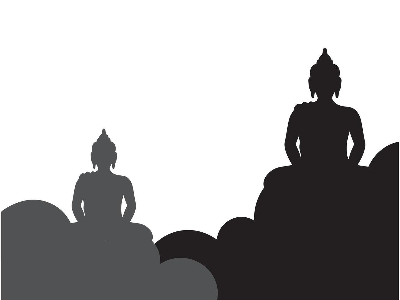Vesak Day Silhouette Background Line Art vector